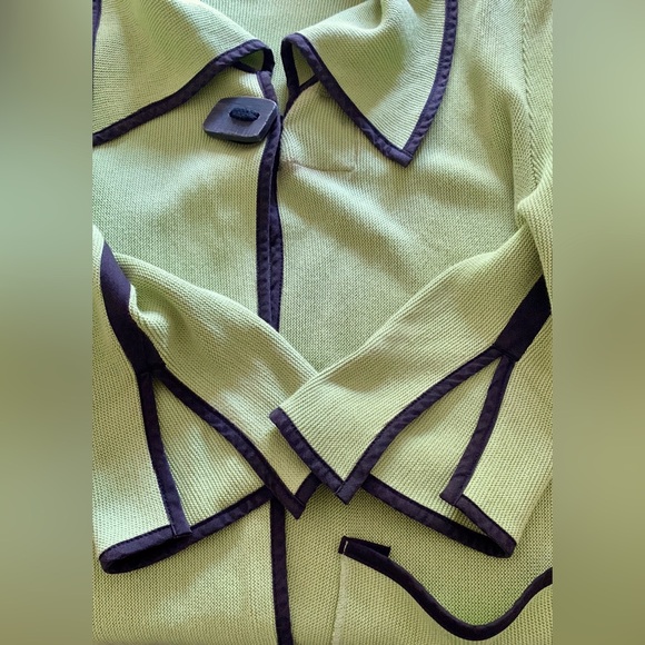 Krisztina Nagy Cdn Designer Sz M Knit Green Black Piping Vent Cuffs Wood Toggle - Picture 10 of 16